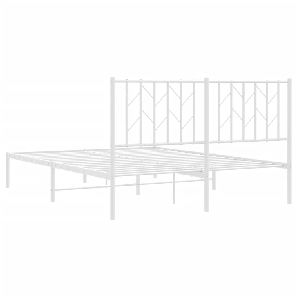 Bed frame with headboard metal white 140x190 cm