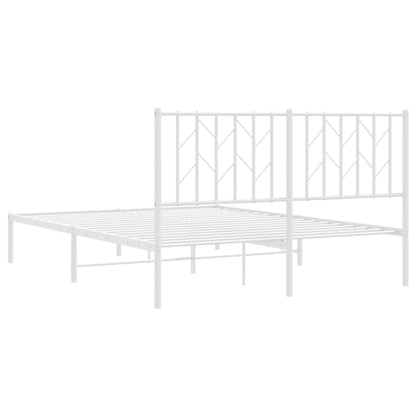 Bettgestell mit Kopfteil Metall Weiß 140x200 cm