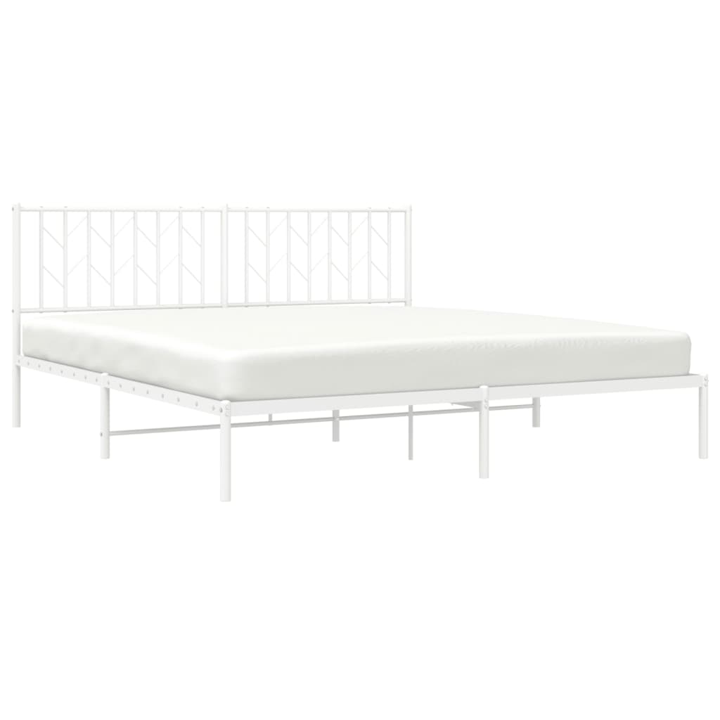 Bed frame with headboard metal white 183x213 cm