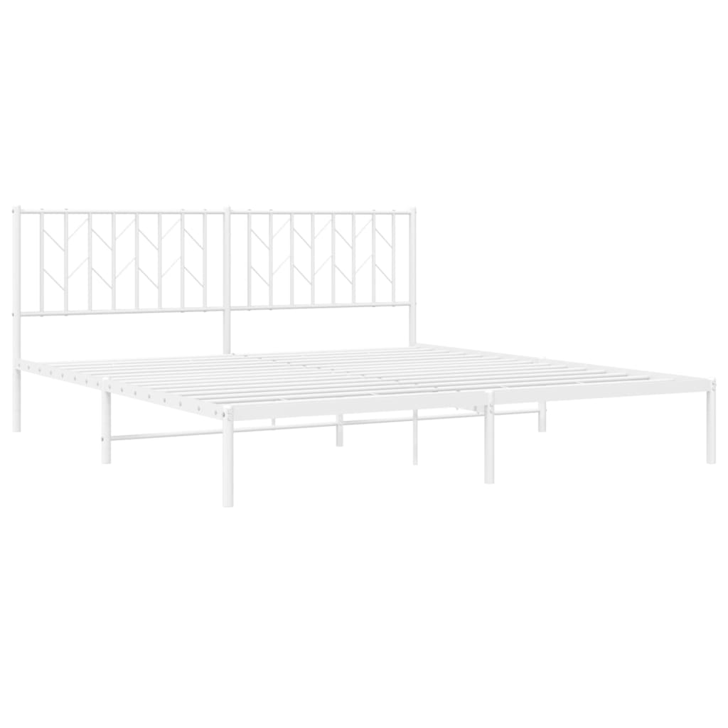 Bed frame with headboard metal white 183x213 cm