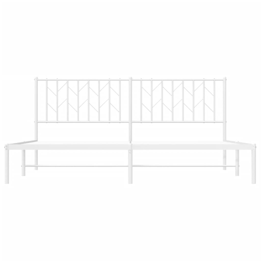 Bed frame with headboard metal white 183x213 cm