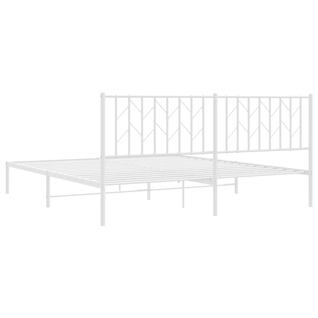 Bed frame with headboard metal white 183x213 cm