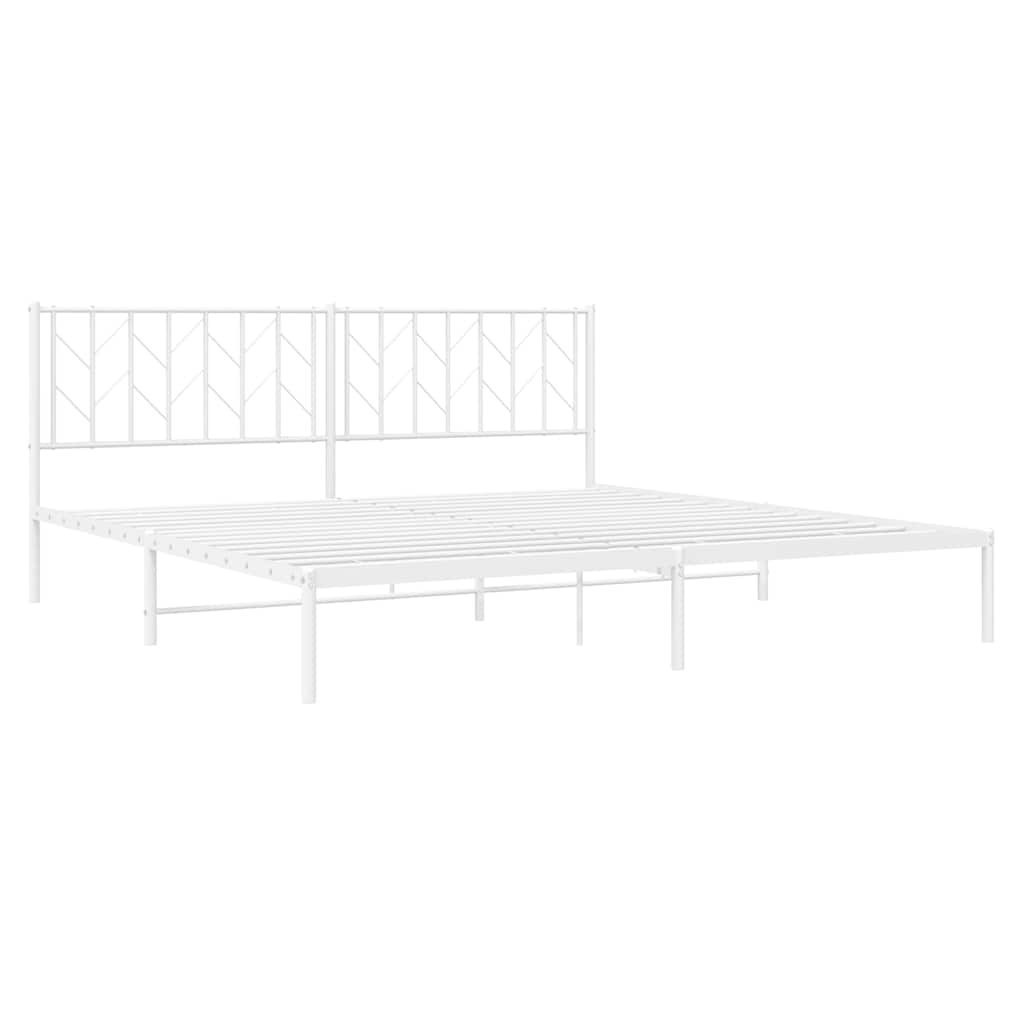 Bed frame with headboard metal white 193x203 cm