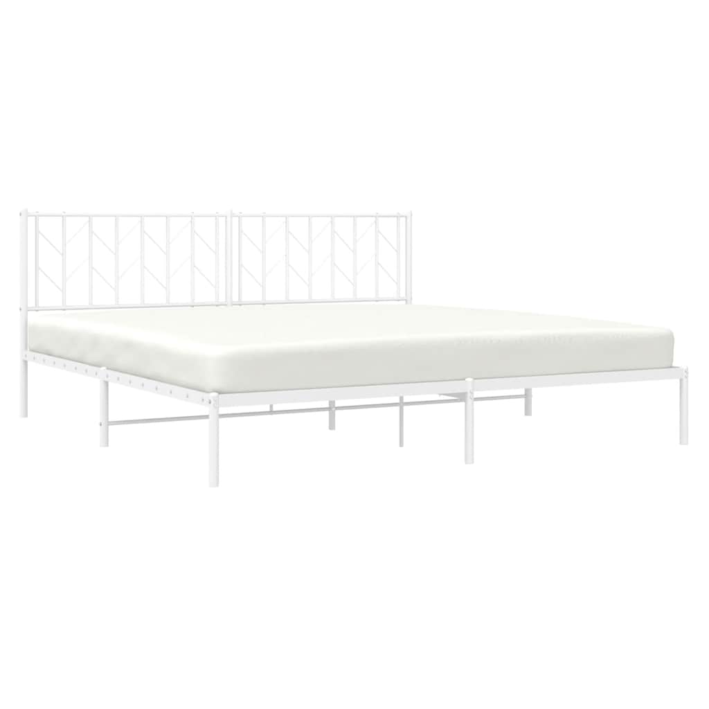 Bed frame with headboard metal white 193x203 cm