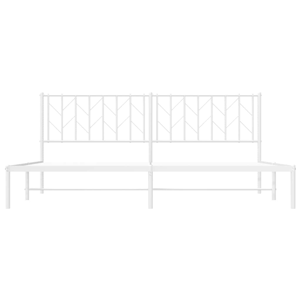 Bed frame with headboard metal white 193x203 cm