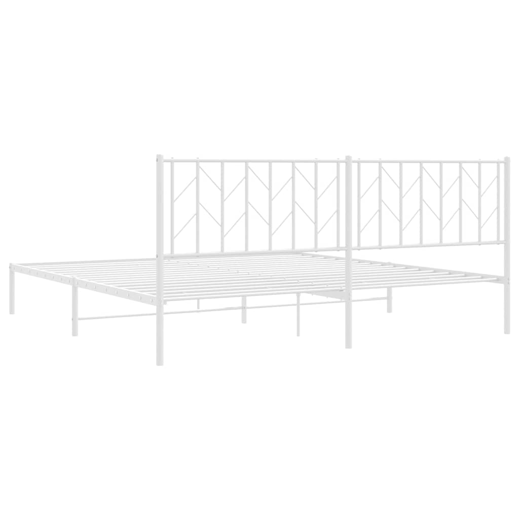 Bed frame with headboard metal white 193x203 cm