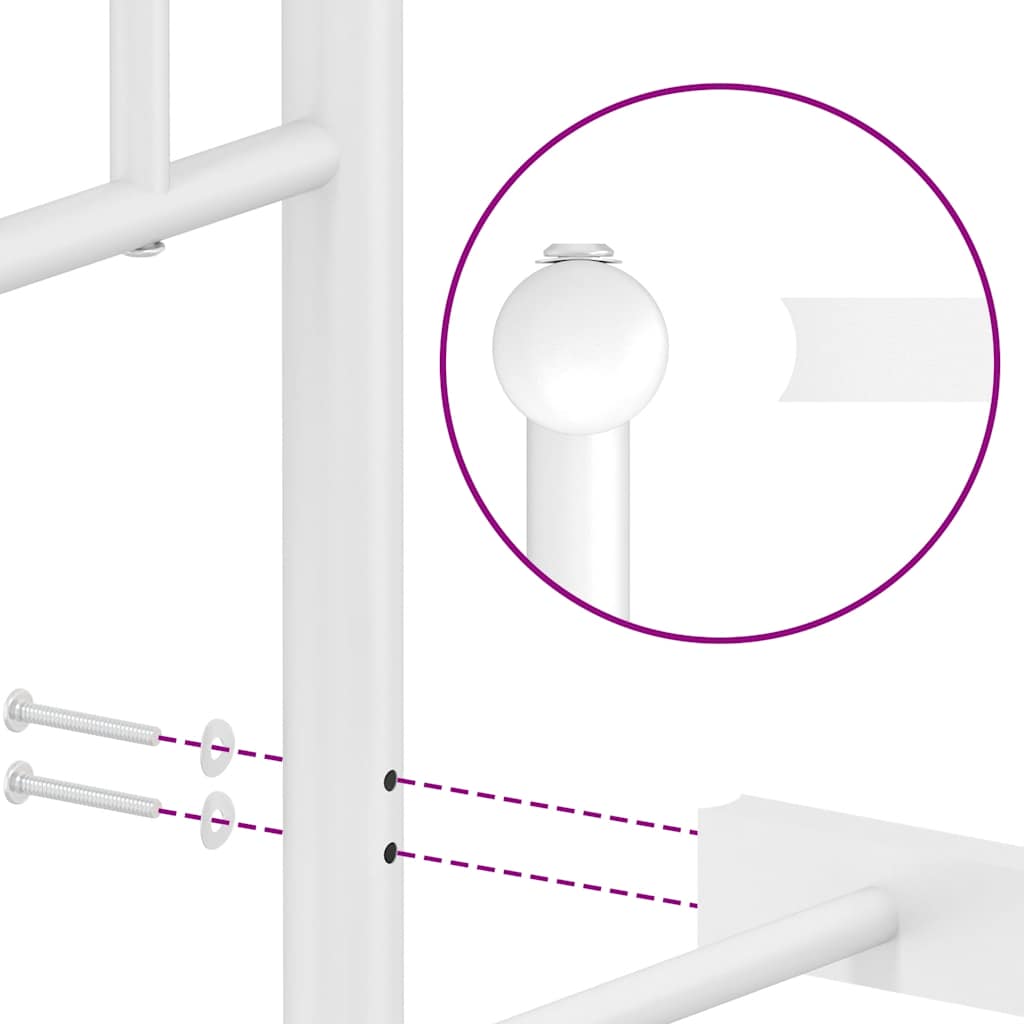 Bed frame with headboard metal white 193x203 cm