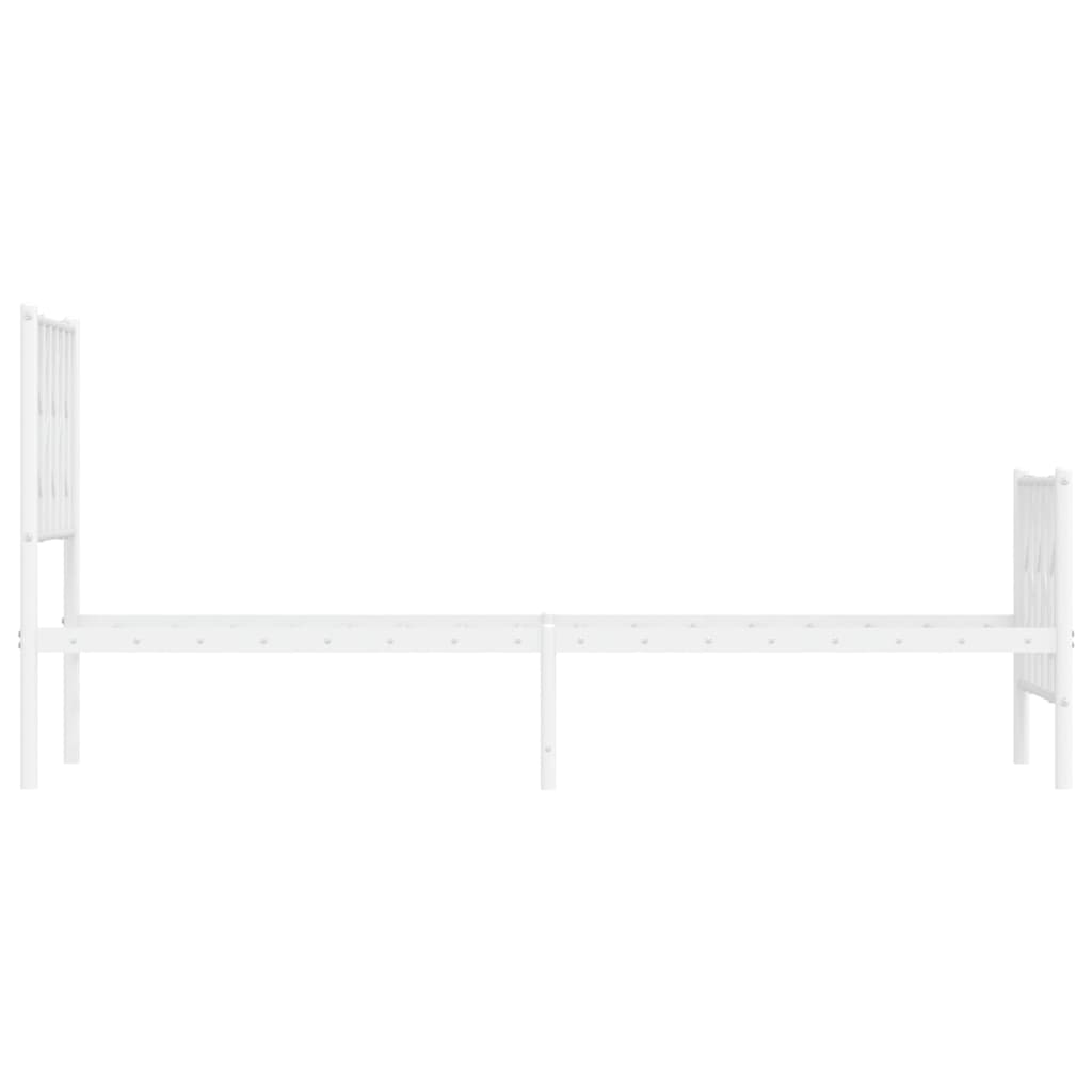 Bed frame with head and footboard metal white 75x190 cm