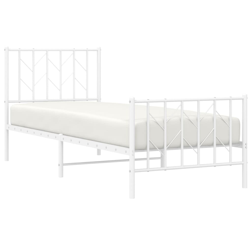 Bed frame with head and footboard metal white 80x200 cm