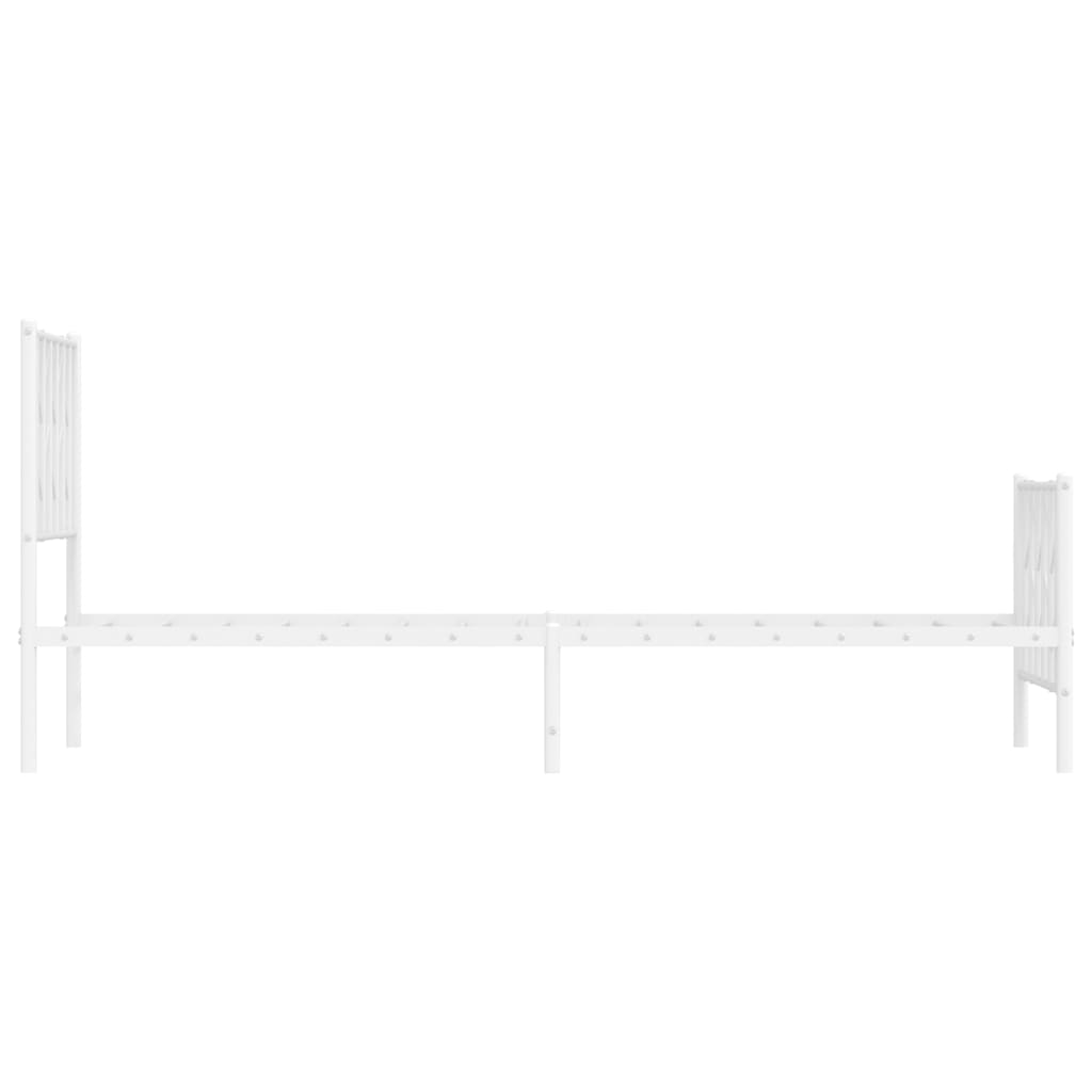 Bed frame with head and footboard metal white 80x200 cm