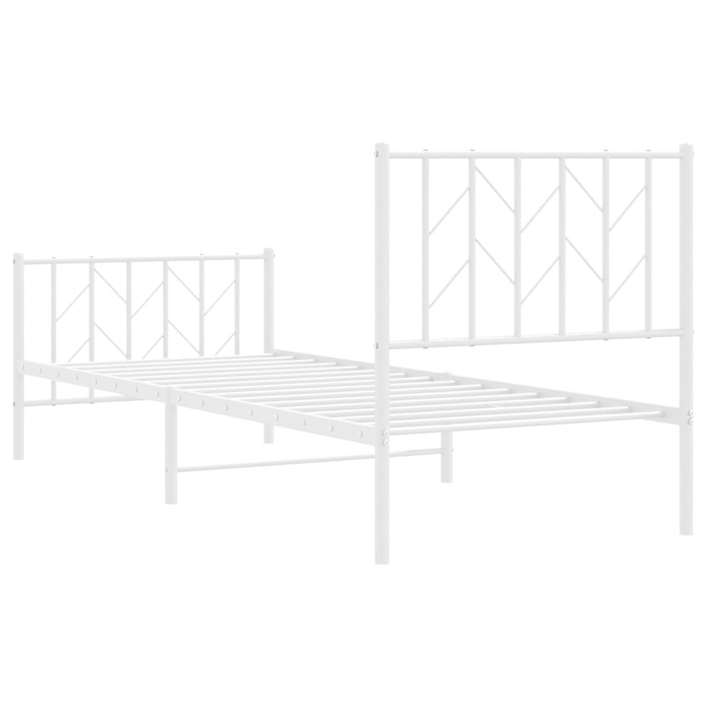 Bed frame with head and footboard metal white 80x200 cm