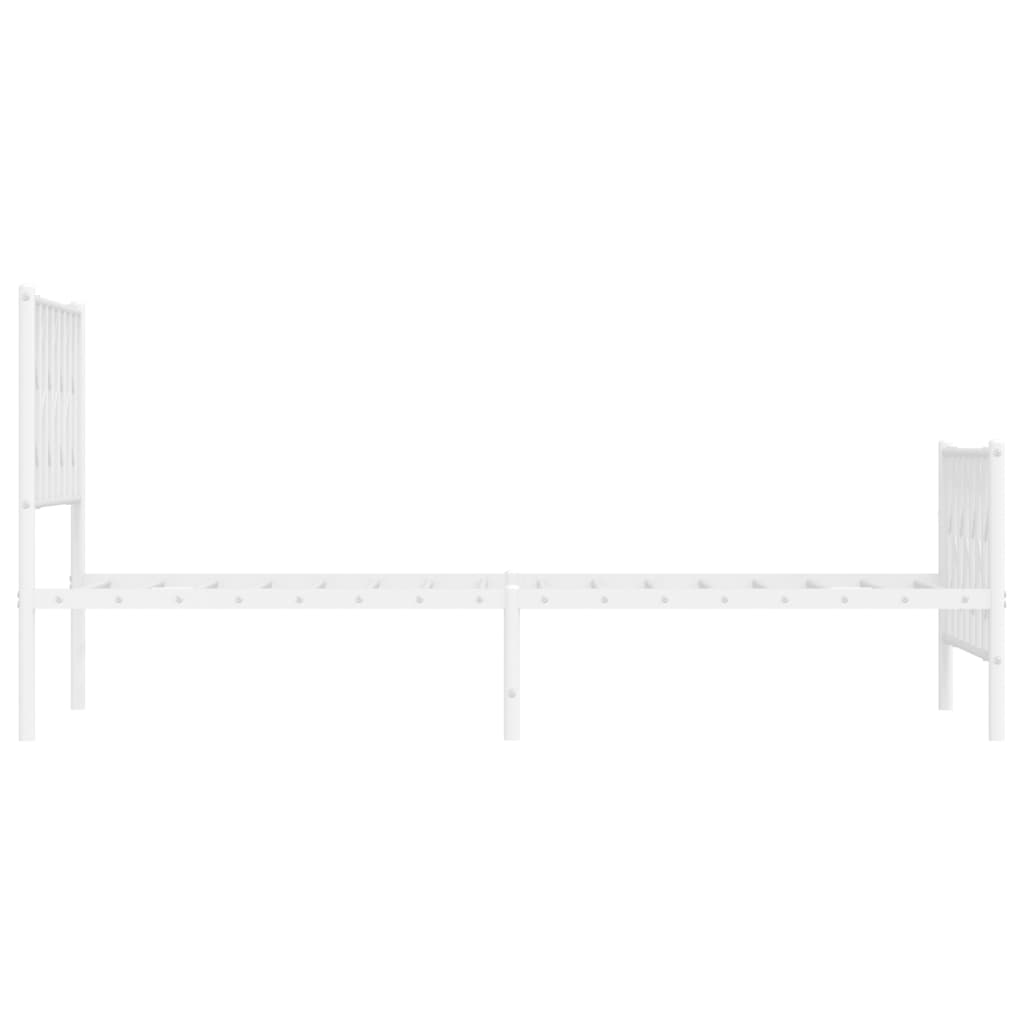 Bed frame with head and footboard metal white 100x190 cm