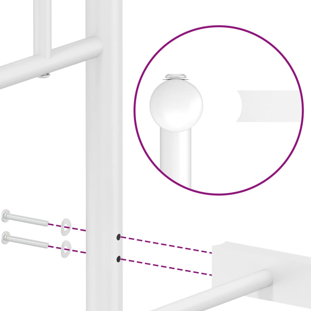 Bed frame with head and footboard metal white 100x190 cm