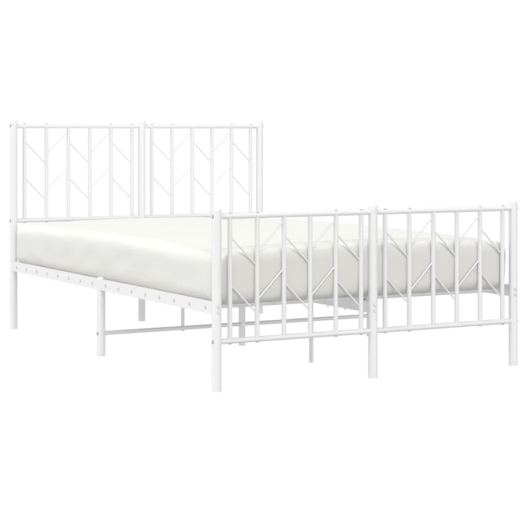 Bed frame with head and footboard metal white 120x190 cm