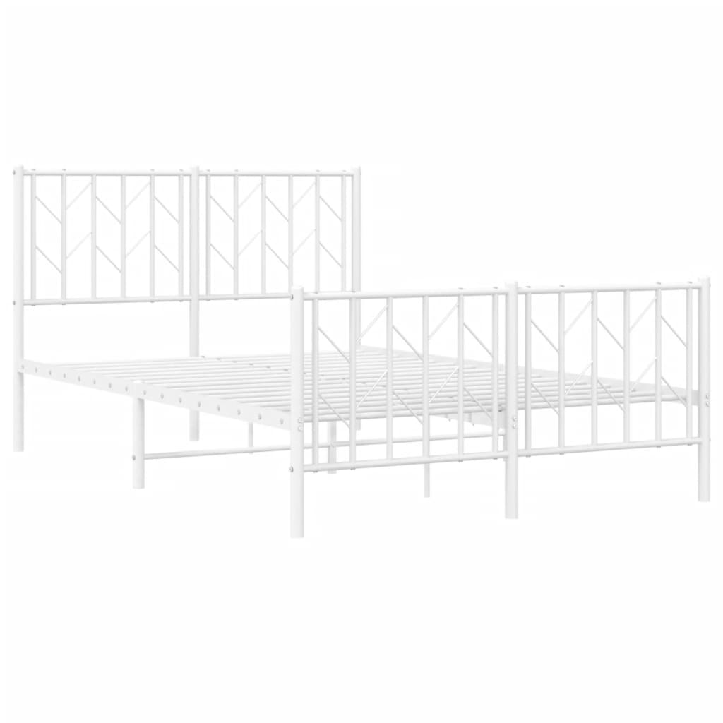 Bed frame with head and footboard metal white 120x190 cm