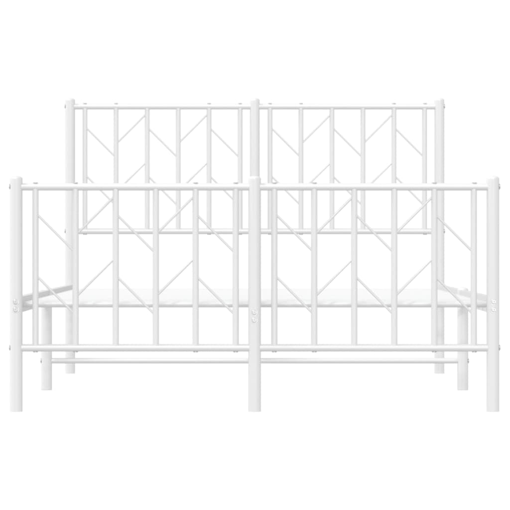 Bed frame with head and footboard metal white 120x190 cm