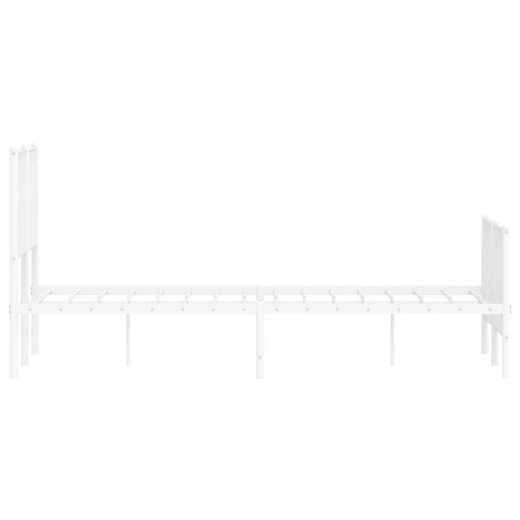 Bed frame with head and footboard metal white 120x190 cm