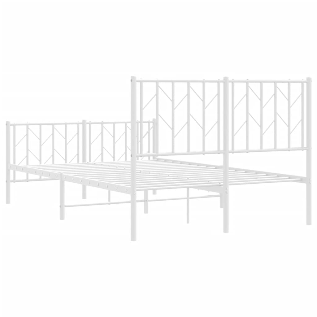 Bed frame with head and footboard metal white 120x190 cm
