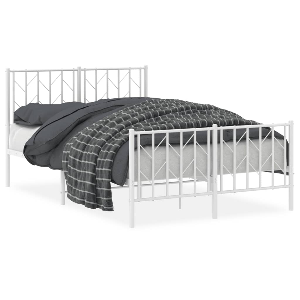 Bed frame with head and footboard metal white 120x200 cm