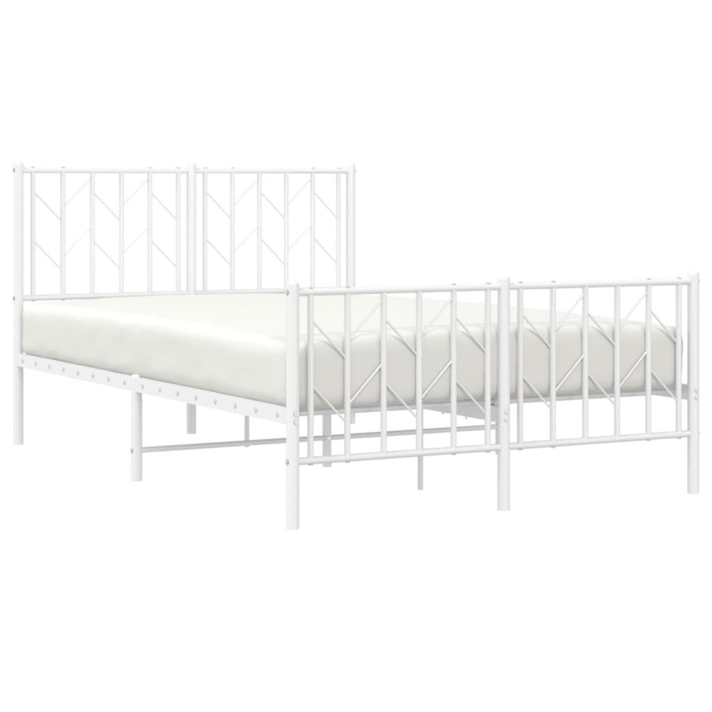 Bed frame with head and footboard metal white 120x200 cm