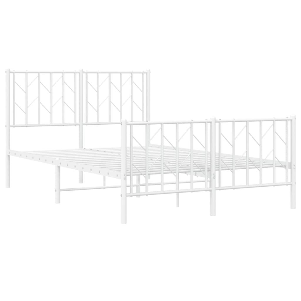 Bed frame with head and footboard metal white 120x200 cm
