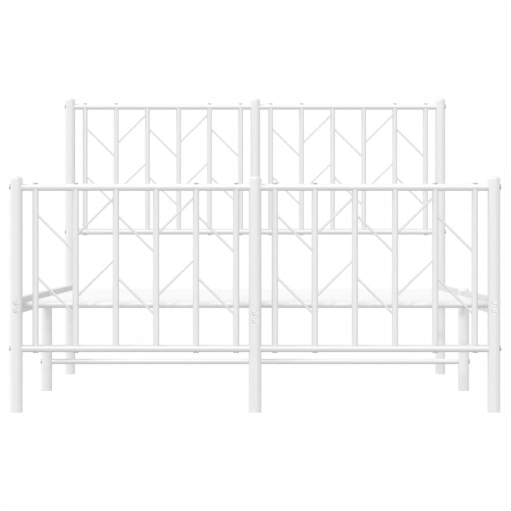 Bed frame with head and footboard metal white 120x200 cm