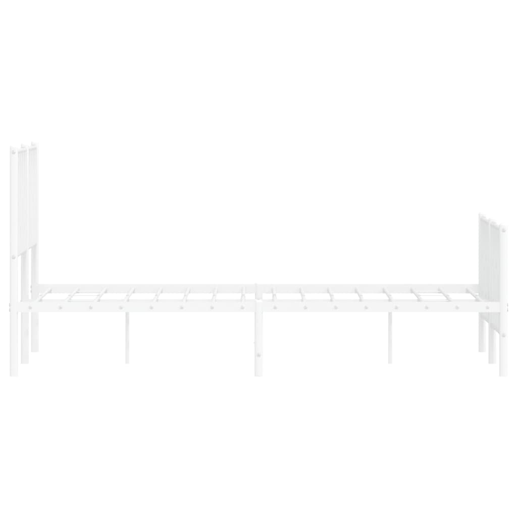 Bed frame with head and footboard metal white 120x200 cm