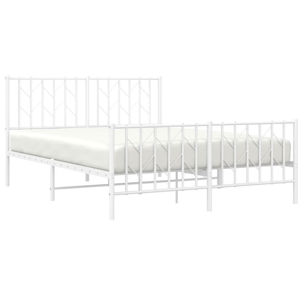 Bed frame with head and footboard metal white 135x190 cm