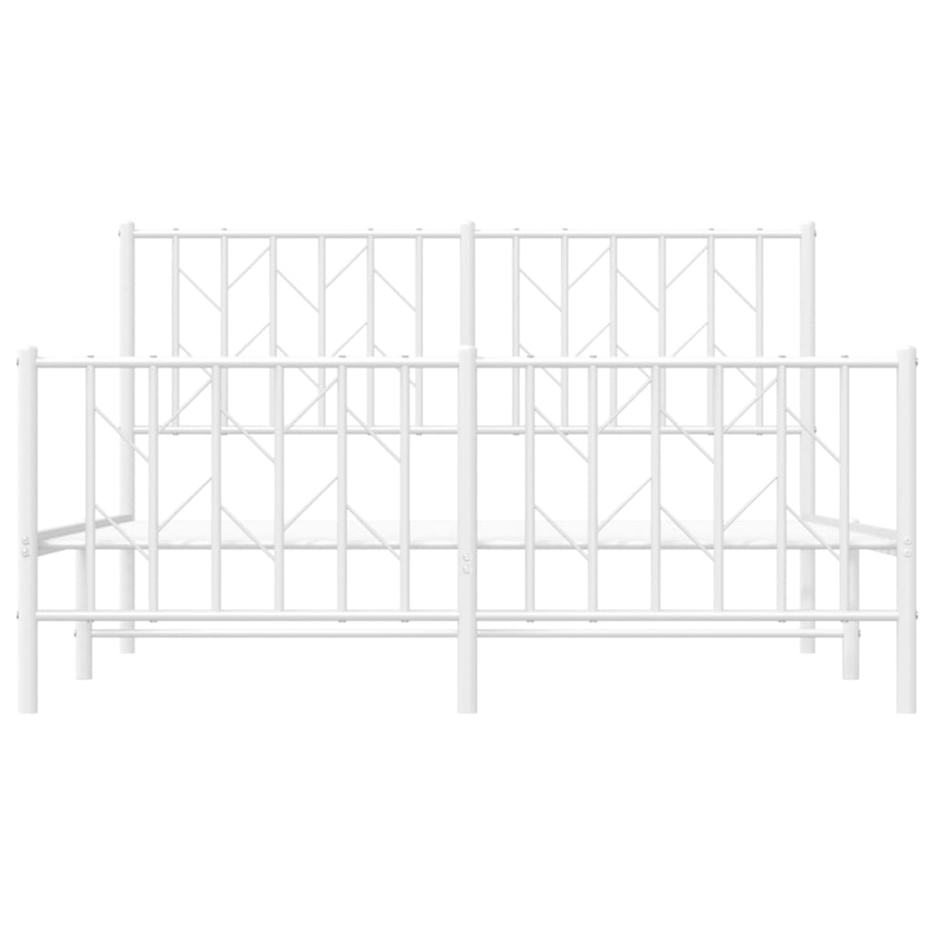 Bed frame with head and footboard metal white 135x190 cm