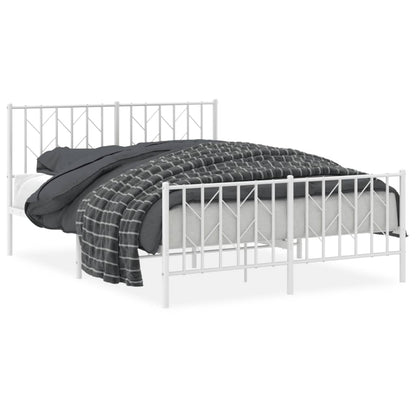 Bettgestell mit Kopf- und Fußteil Metall Weiß 140x190 cm