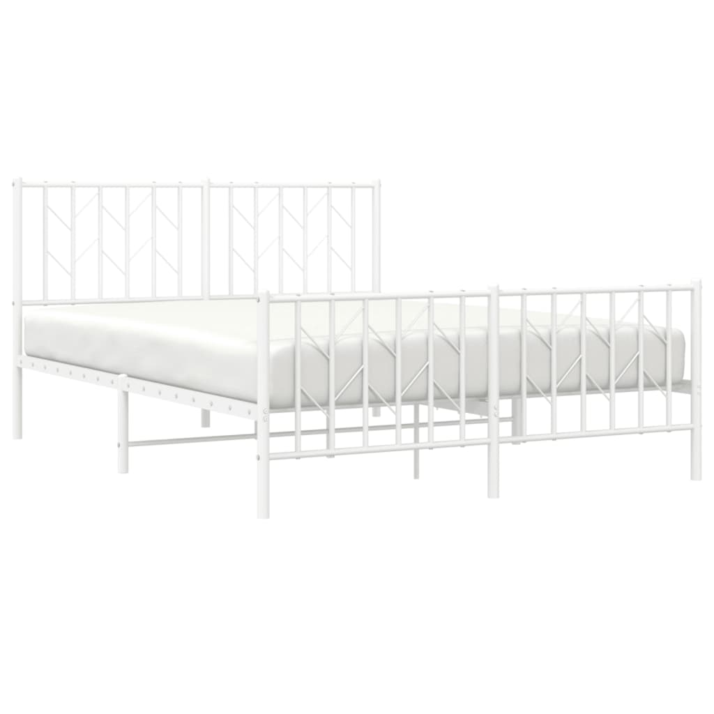Bed frame with head and footboard metal white 140x190 cm