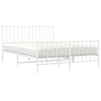 Bettgestell mit Kopf- und Fußteil Metall Weiß 140x190 cm