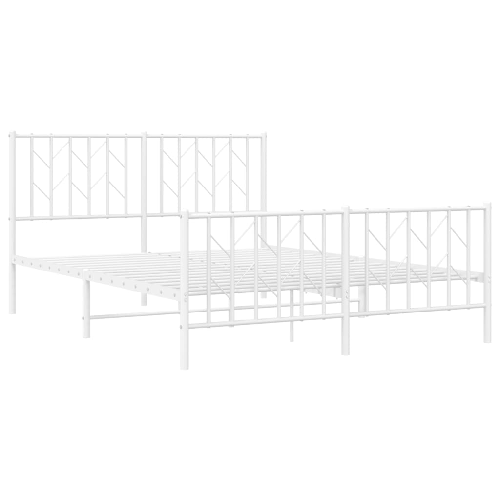 Bed frame with head and footboard metal white 140x190 cm