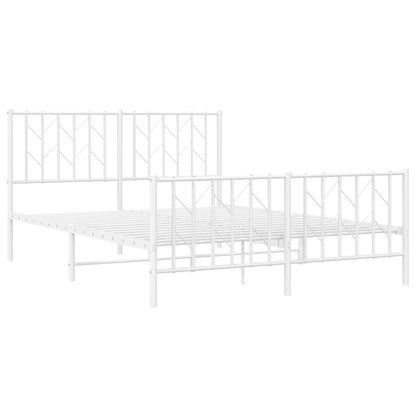 Bettgestell mit Kopf- und Fußteil Metall Weiß 140x190 cm