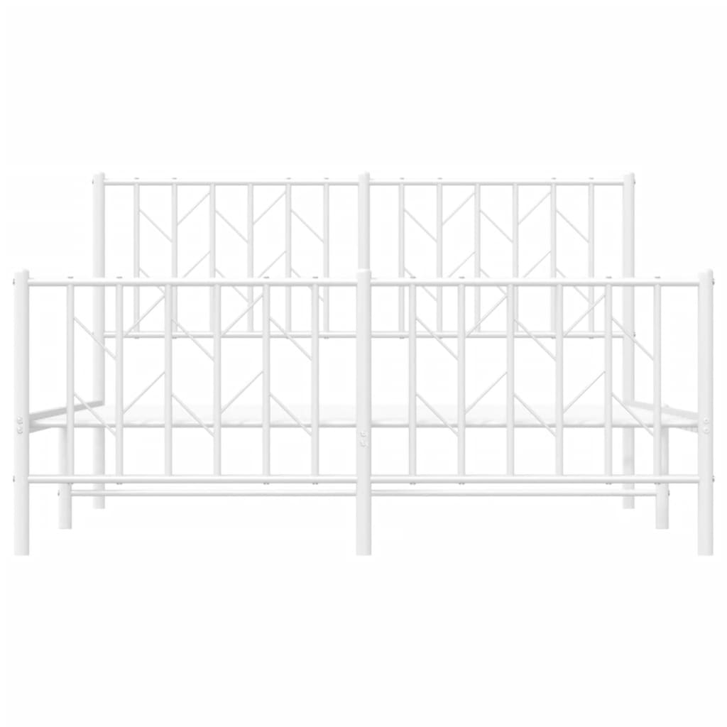 Bed frame with head and footboard metal white 140x190 cm