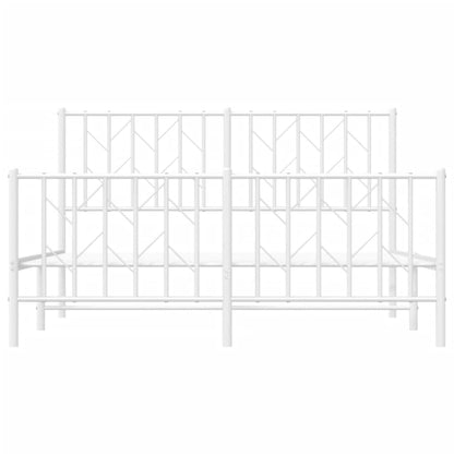 Bettgestell mit Kopf- und Fußteil Metall Weiß 140x190 cm