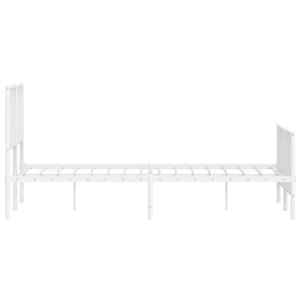 Bed frame with head and footboard metal white 140x190 cm