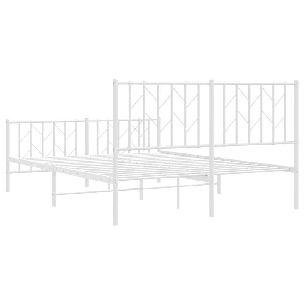 Bed frame with head and footboard metal white 140x190 cm