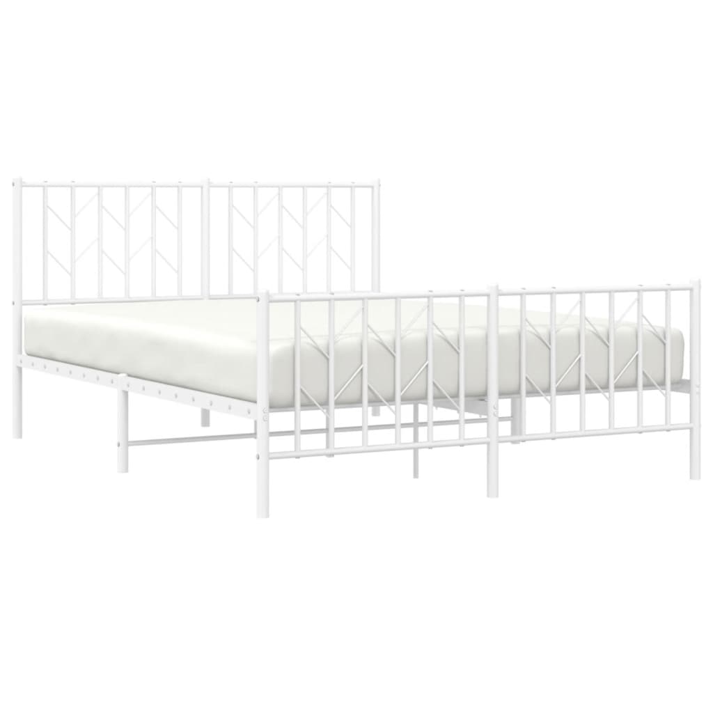 Bed frame with head and footboard metal white 140x200 cm