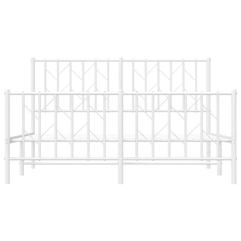 Bed frame with head and footboard metal white 140x200 cm