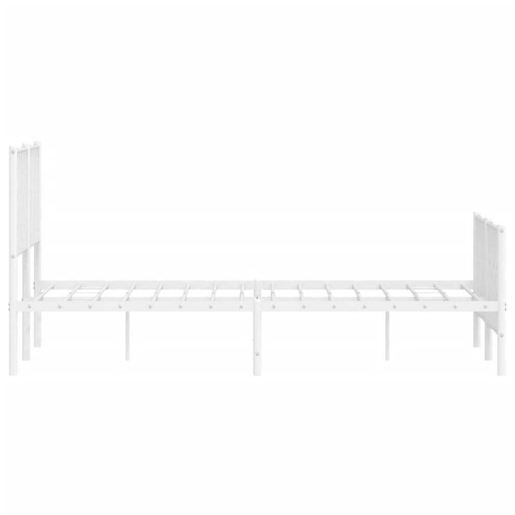 Bed frame with head and footboard metal white 140x200 cm