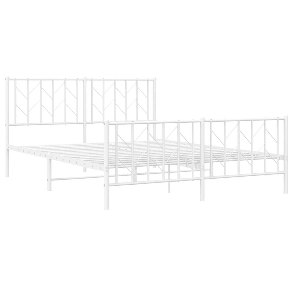 Bed frame with head and footboard metal white 150x200 cm