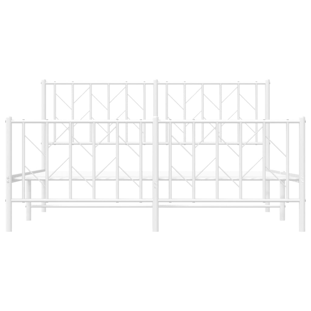 Bed frame with head and footboard metal white 150x200 cm