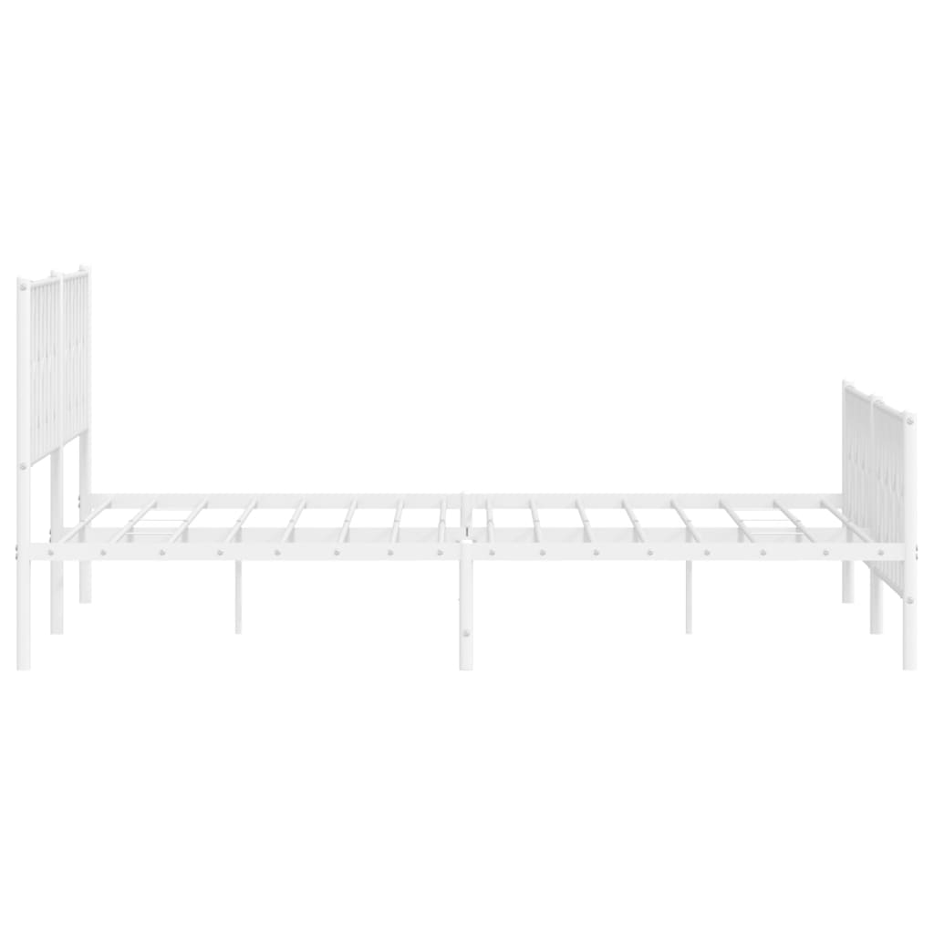 Bed frame with head and footboard metal white 200x200 cm