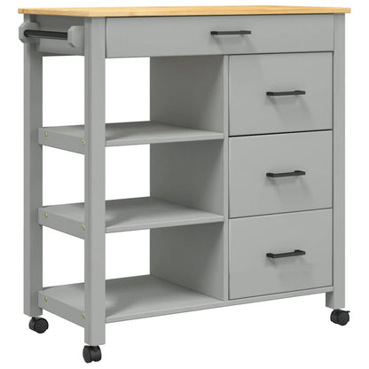 Küchenwagen MONZA 84x40x88,5 cm Grau Massivholz Kiefer