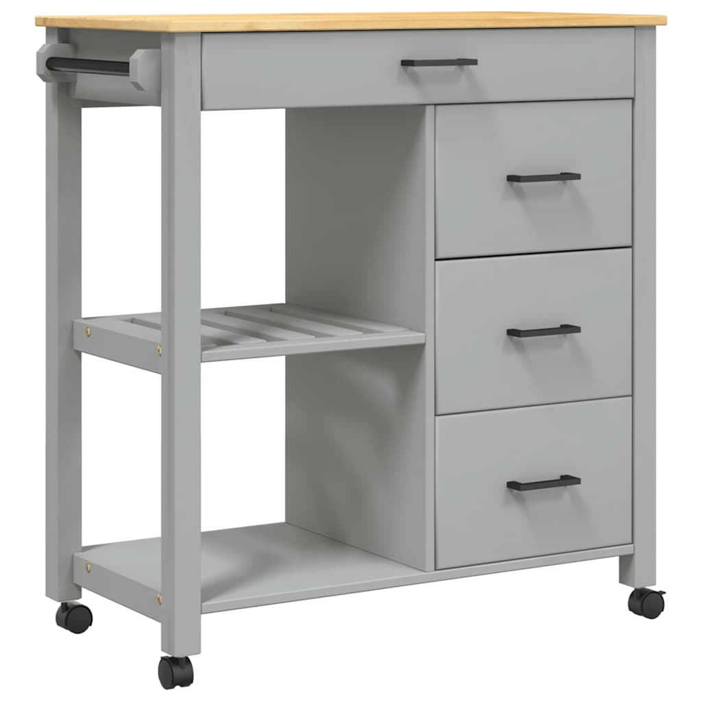 Küchenwagen MONZA 84x40x88,5 cm Grau Massivholz Kiefer