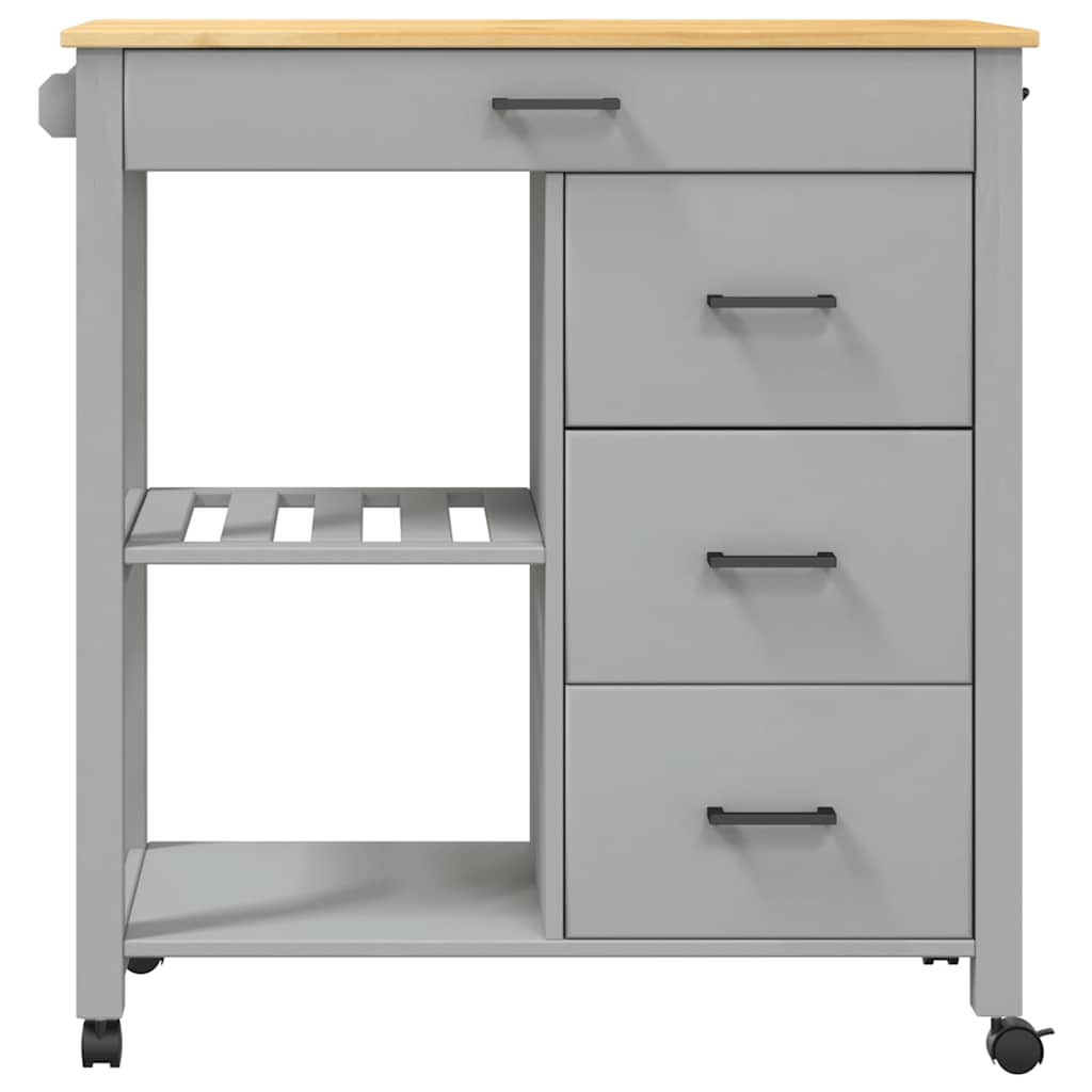 Küchenwagen MONZA 84x40x88,5 cm Grau Massivholz Kiefer