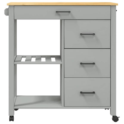Küchenwagen MONZA 84x40x88,5 cm Grau Massivholz Kiefer