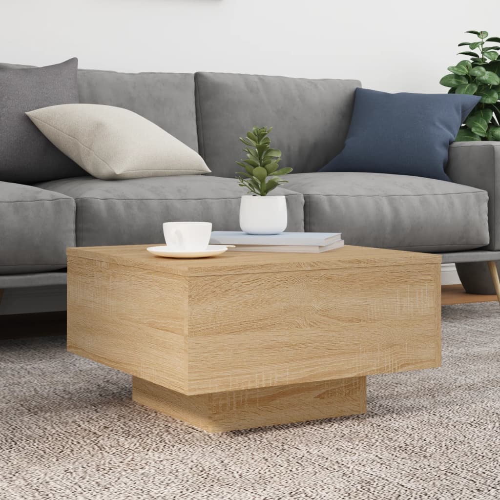 Table basse avec lumières LED Chêne Sonoma 55x55x31 cm