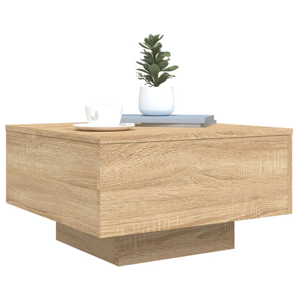 Table basse avec lumières LED Chêne Sonoma 55x55x31 cm